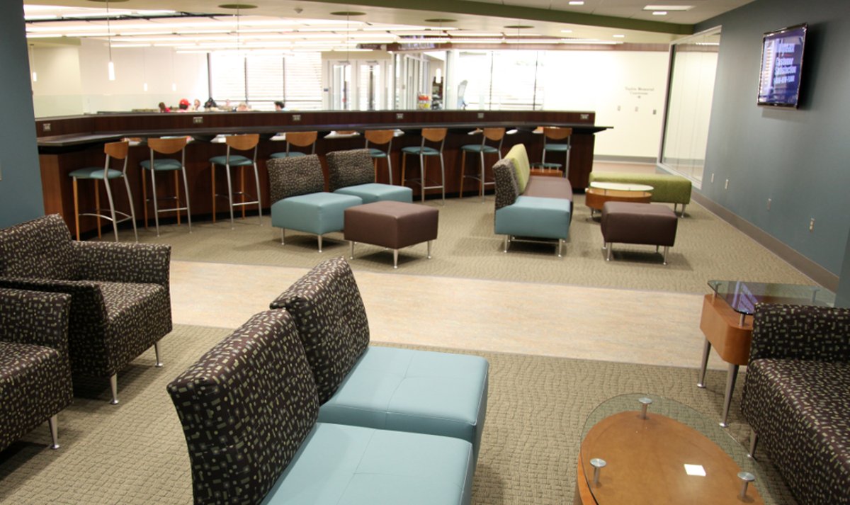 Barco seating, television