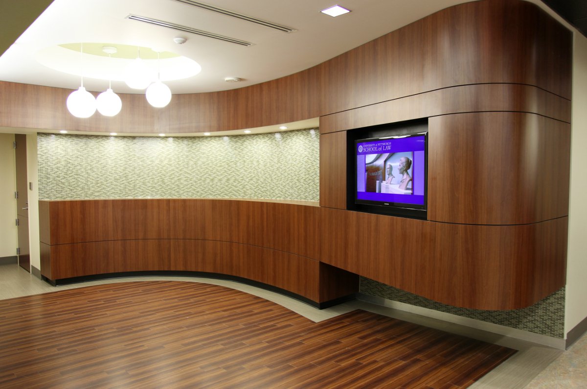 Entryway Barco Law Lounge, television