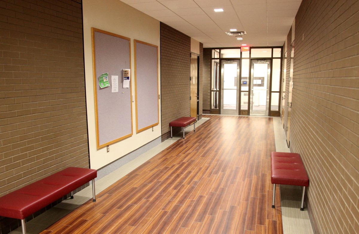 Barco Law Hallway, benches