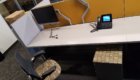 Chair, computer, filing cabinet