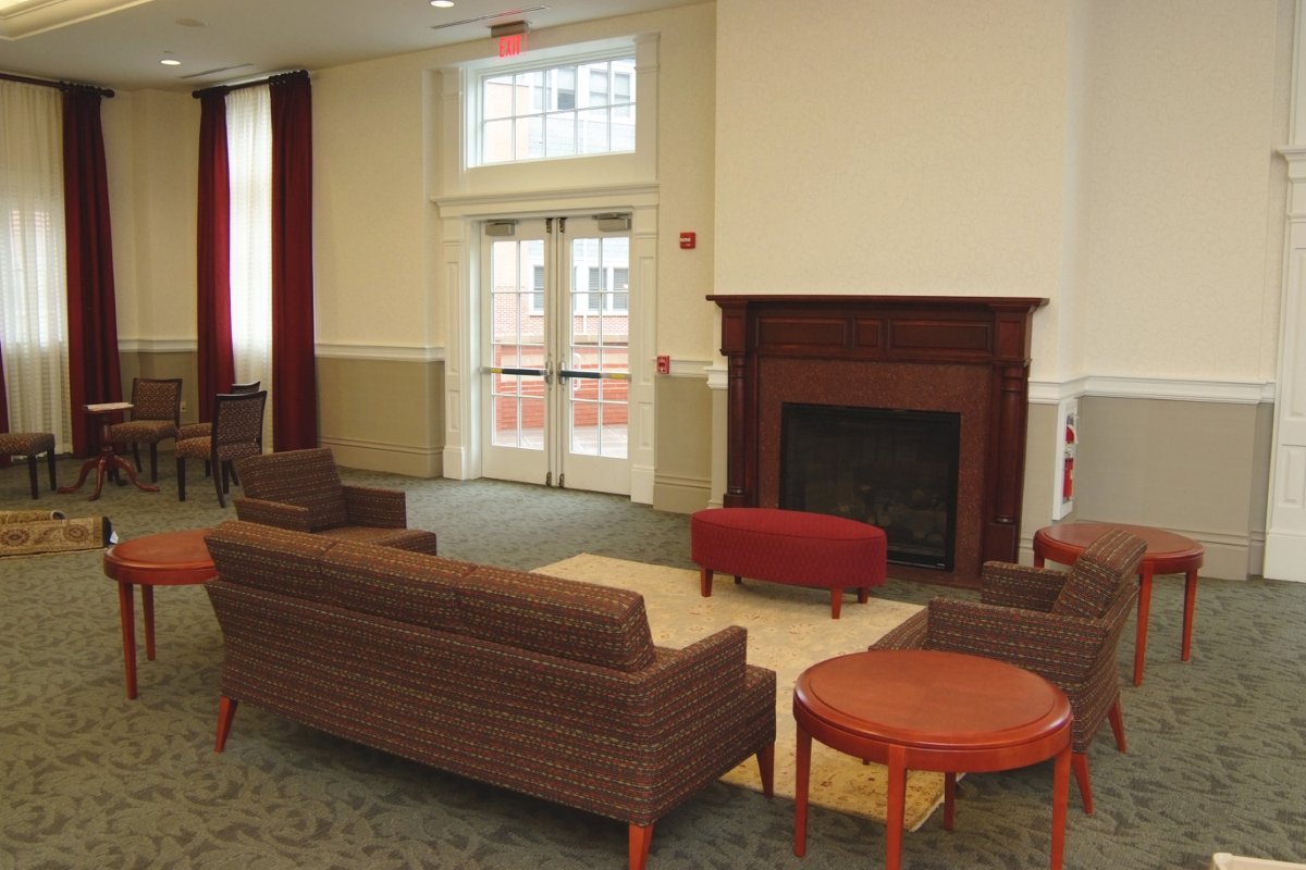Small Meeting Area Fireplace Couches Tables