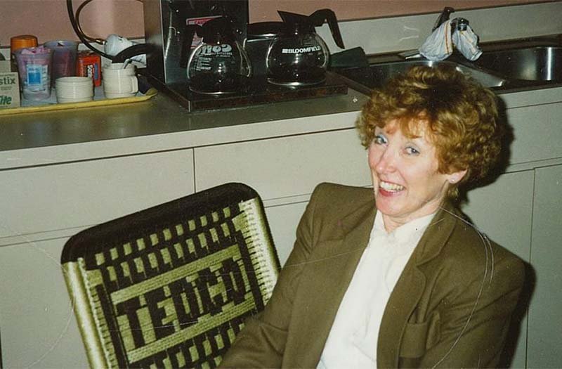 history-giftBreakroom Barbara Frantz shows off a gift in the TEDCO breakroom.