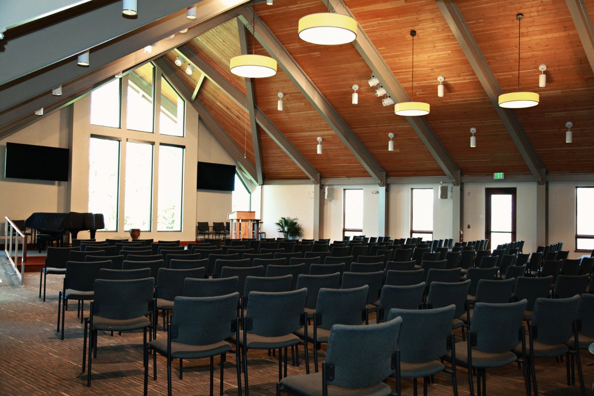 meeting room, chairs, large windows